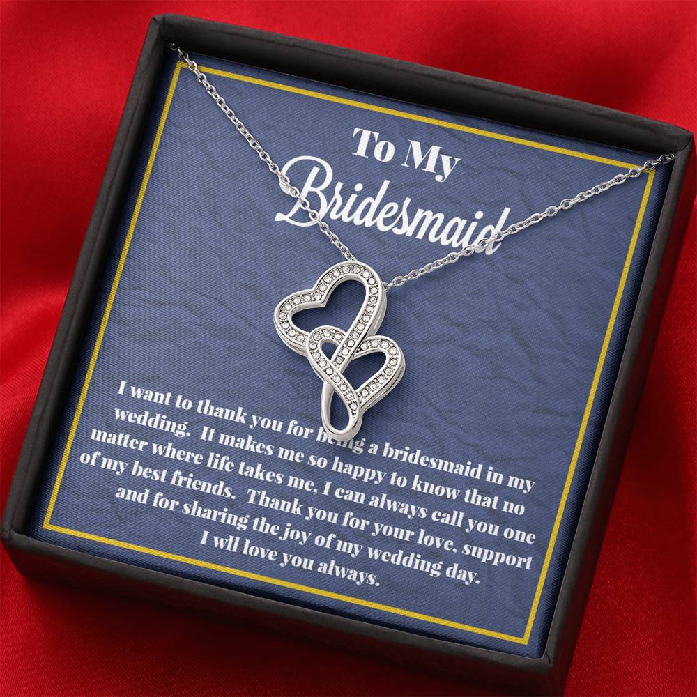 To My Bridesmaid Double Hearts Necklace