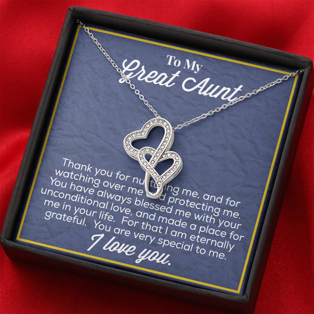To My Great Aunt Double Hearts Necklace