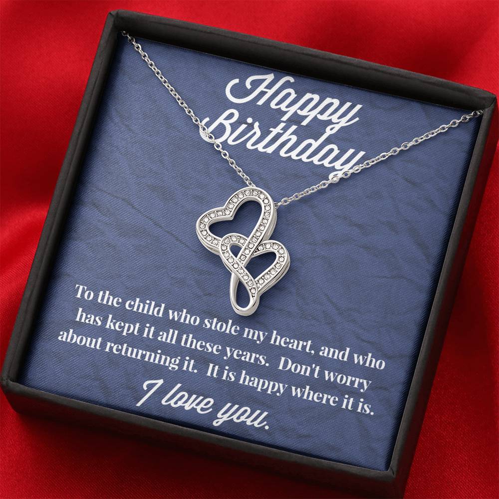 Happy Birthday Double Hearts Necklace