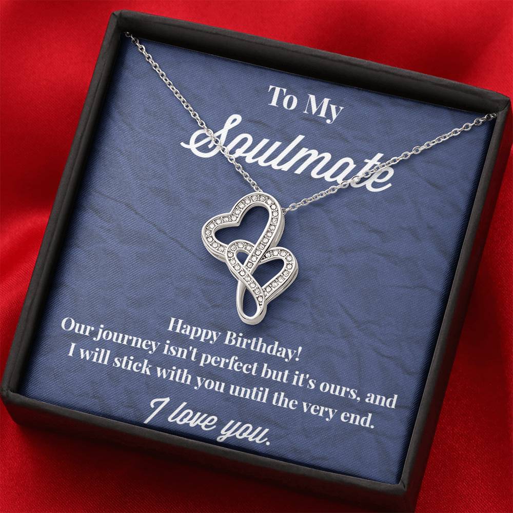 Happy Birthday To My Soulmate Double Hearts Necklace - Jewelry for Wife - Necklace for Wife