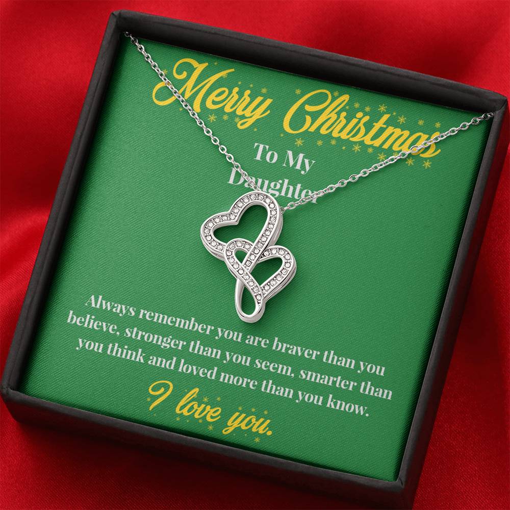 Merry Christmas to My Daughter - Double Hearts Necklace - Christmas Gift for Daughter - Necklace for Daughter