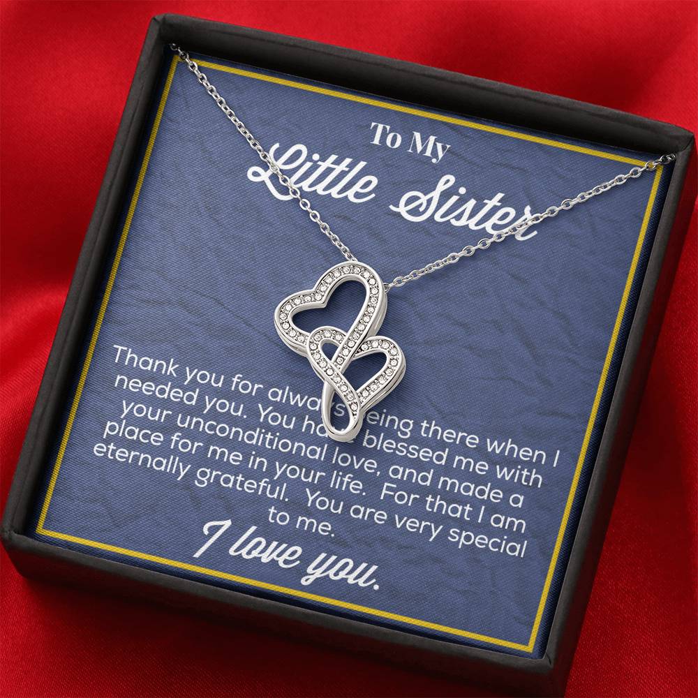 To My Little sister Double Hearts Necklace