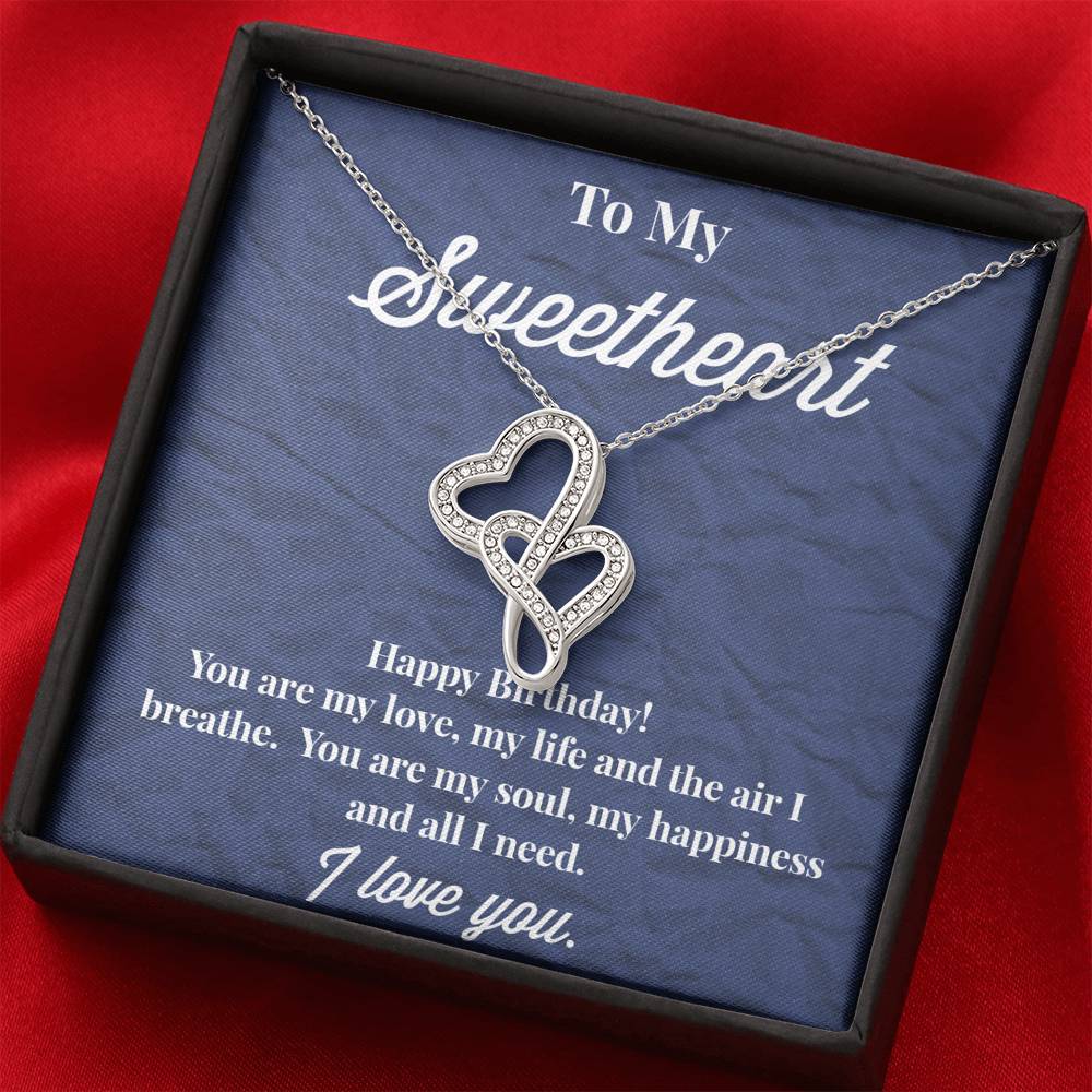 Happy Birthday To My Sweetheart Double Hearts Necklace - Jewelry for Wife - Necklace for Wife