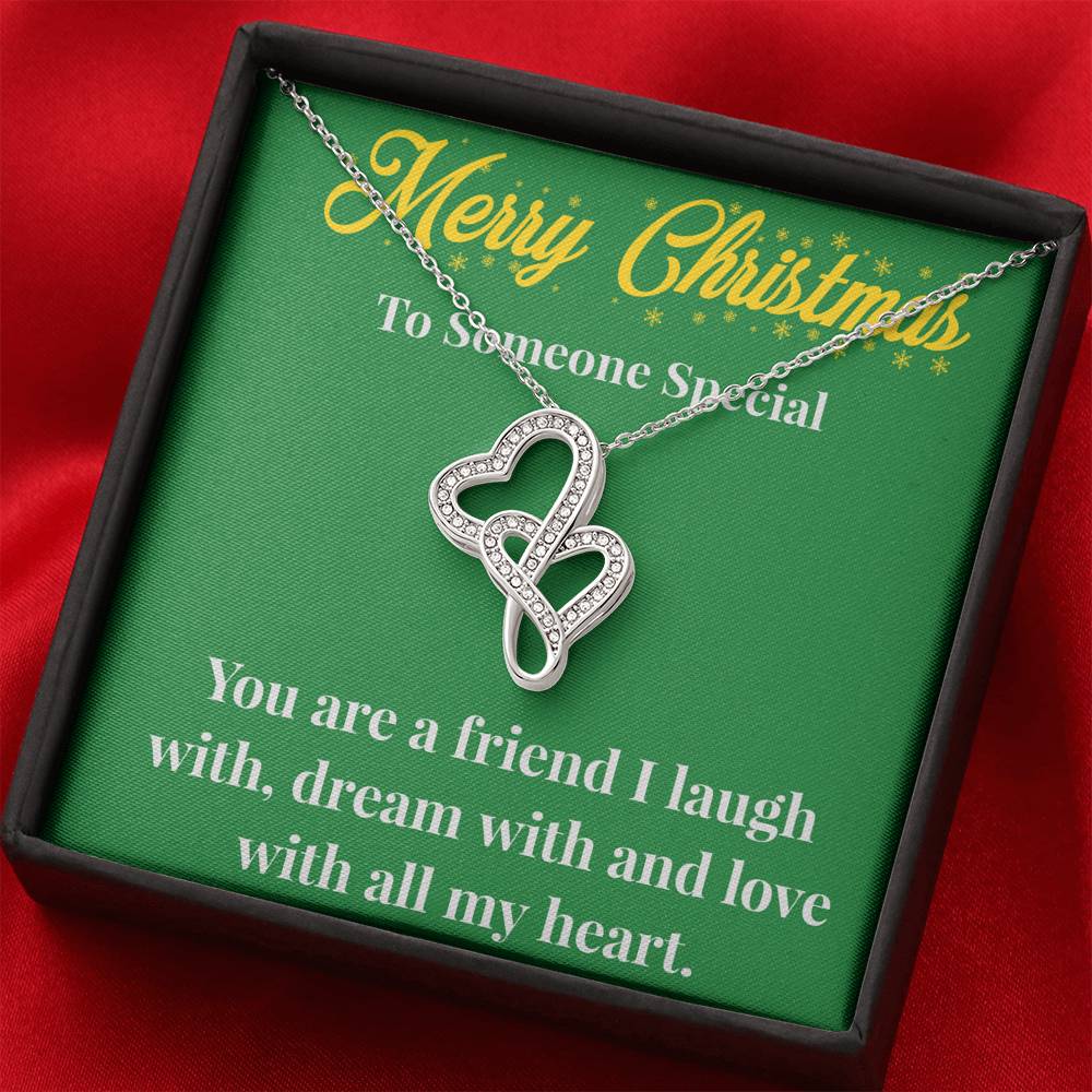 Merry Christmas To My Friend Double Heart Necklace - Gift for Friend - Necklace for A Friend