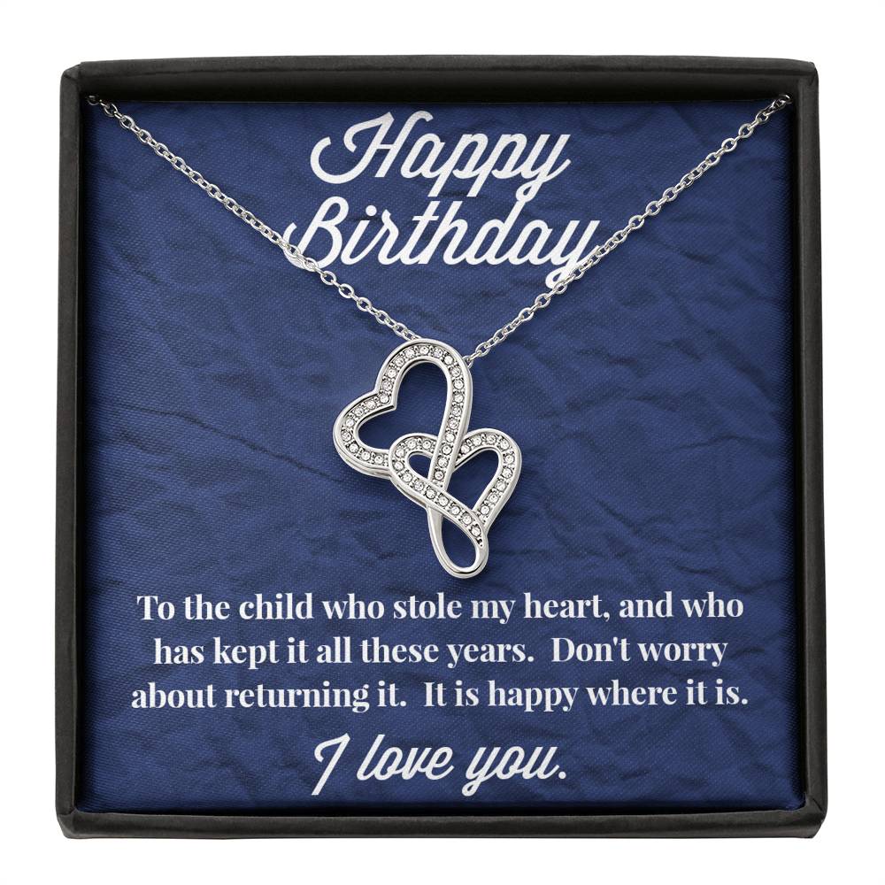 Happy Birthday Double Hearts Necklace