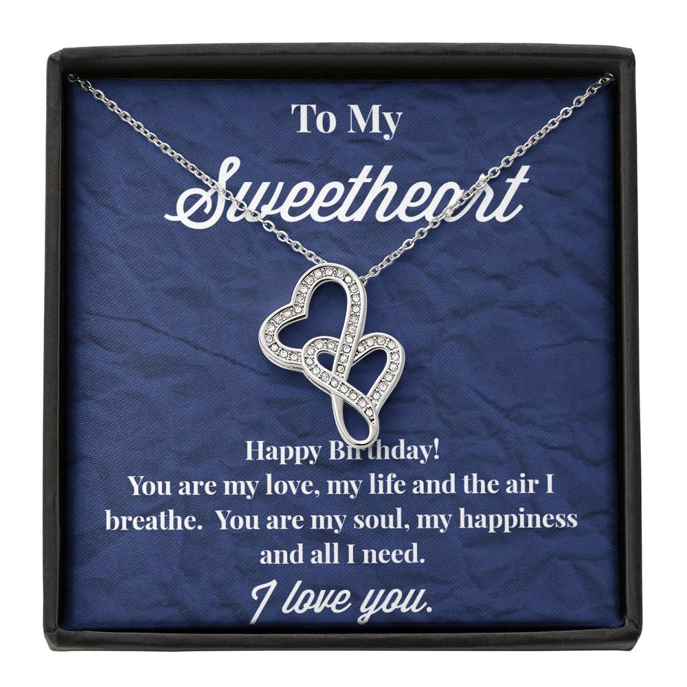 Happy Birthday To My Sweetheart Double Hearts Necklace - Jewelry for Wife - Necklace for Wife