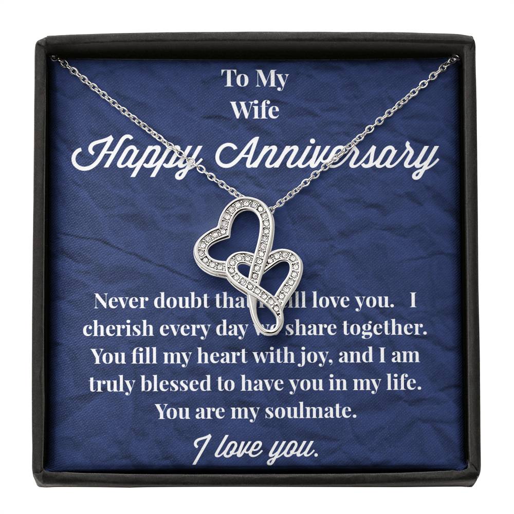 Happy Anniversary To My Wife Double Hearts Necklace - Wedding Anniversary Gift - Necklace for Wife