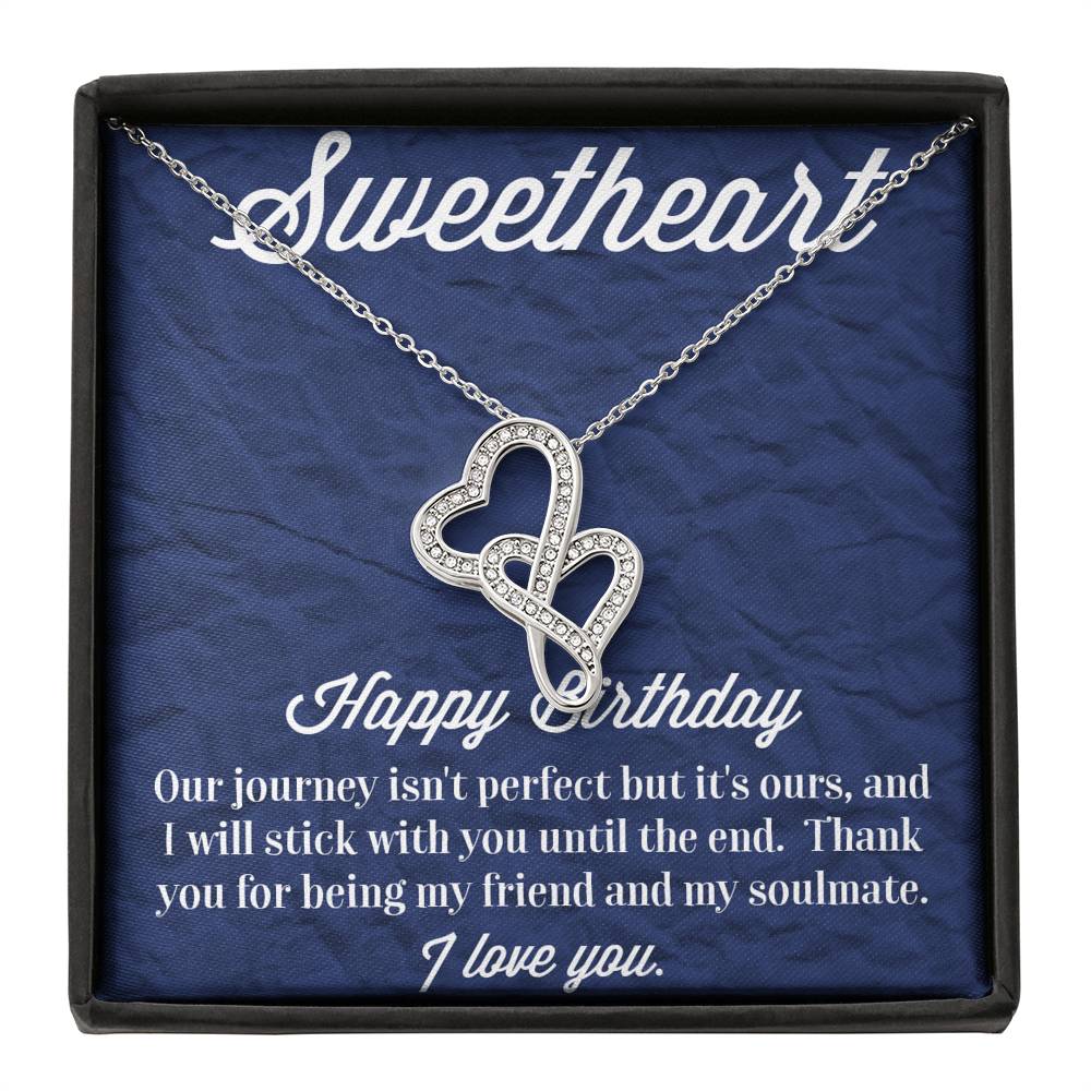 Happy Birthday Double Hearts Necklace