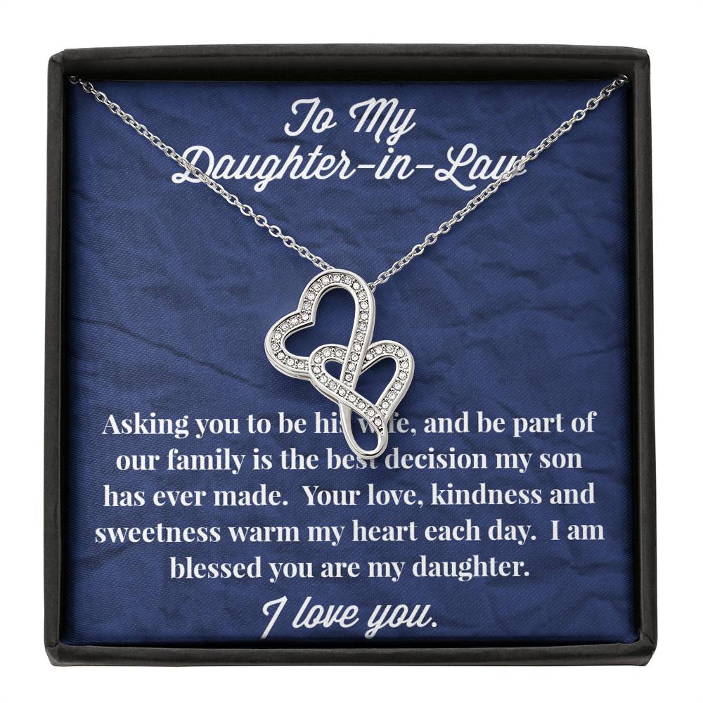 To My Daughter-in-Law Double Heart Necklace - Gift for Daughter- Necklace for Daughter-in-Law
