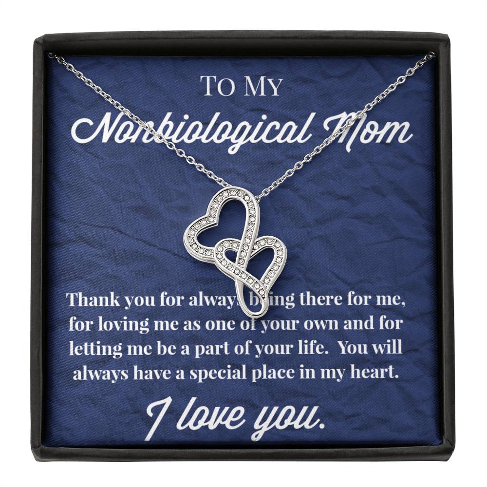 To My Nonbiological Mom Double Hearts Necklace, Bonus Mom Necklace, Stepmom Necklace, Bonus Mom Jewelry