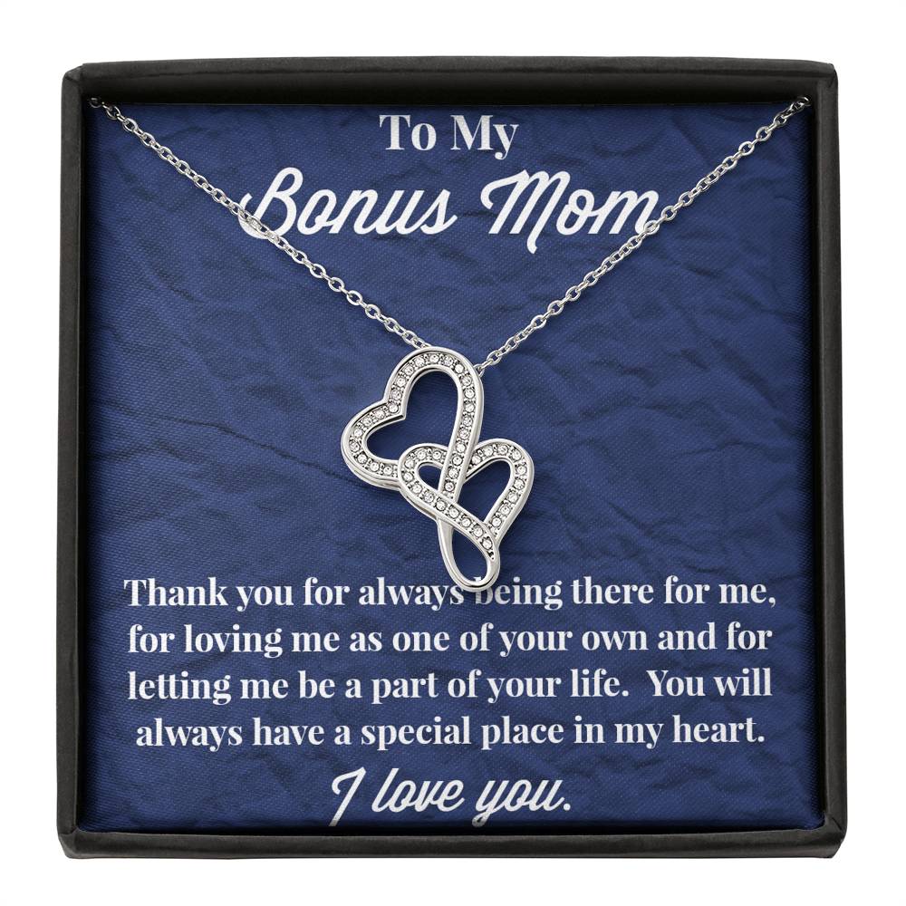 To My Bonus Mom Double Hearts Necklace