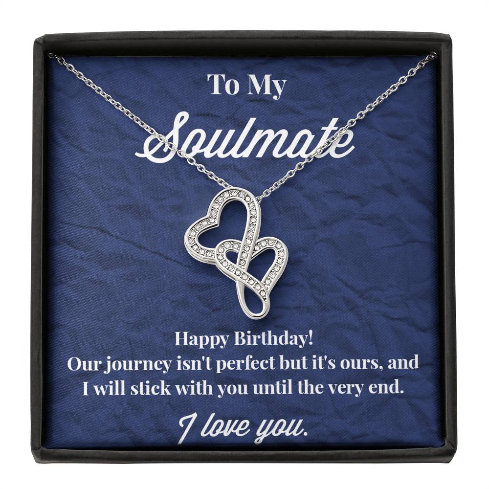 Happy Birthday To My Soulmate Double Hearts Necklace - Jewelry for Wife - Necklace for Wife