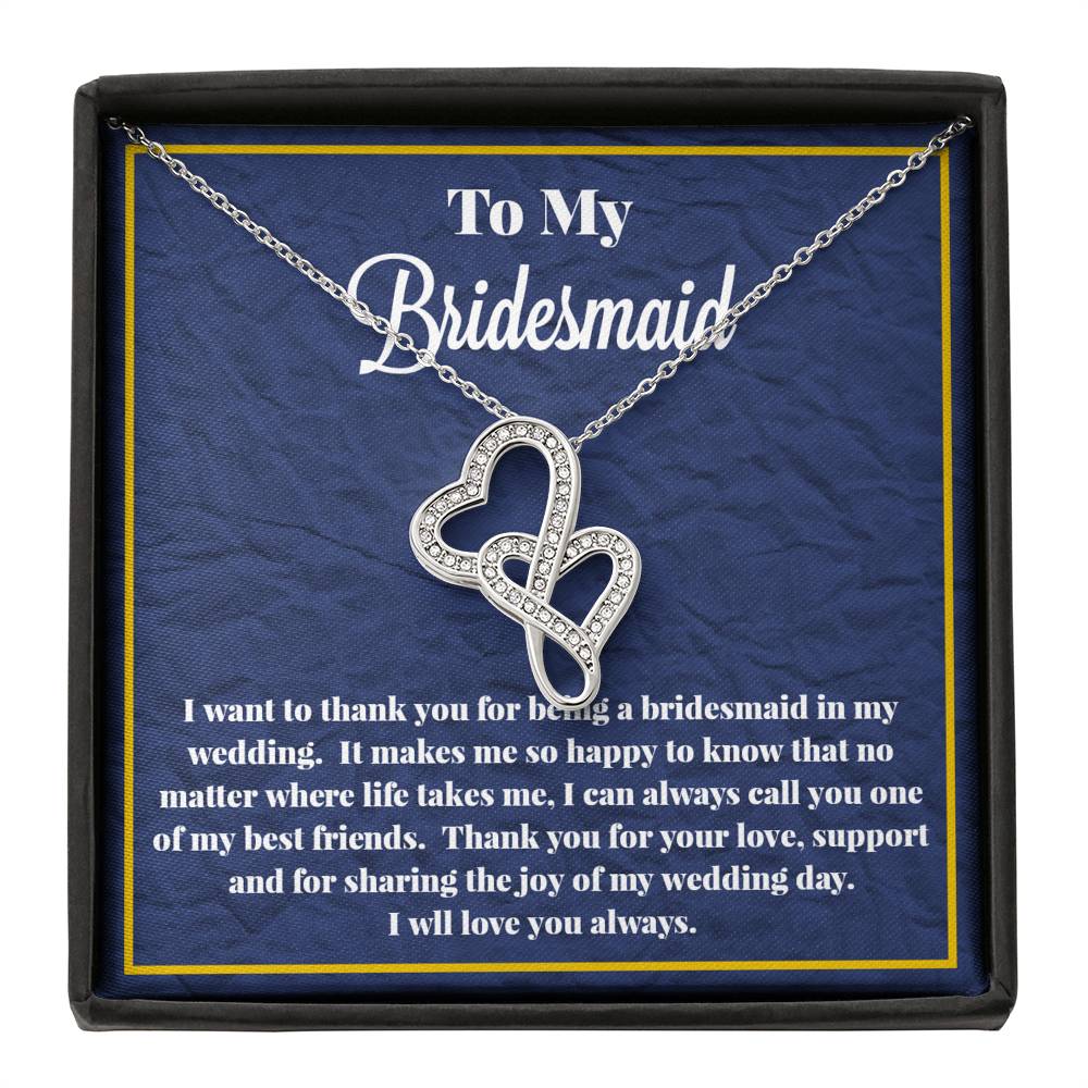 To My Bridesmaid Double Hearts Necklace