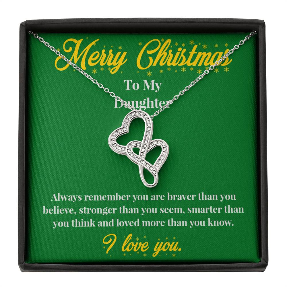 Merry Christmas to My Daughter - Double Hearts Necklace - Christmas Gift for Daughter - Necklace for Daughter