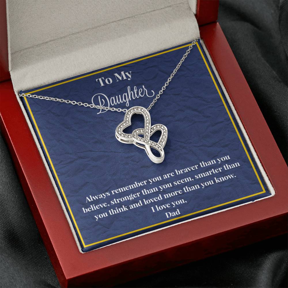 To My Daughter Always Remember Double Heart Necklace