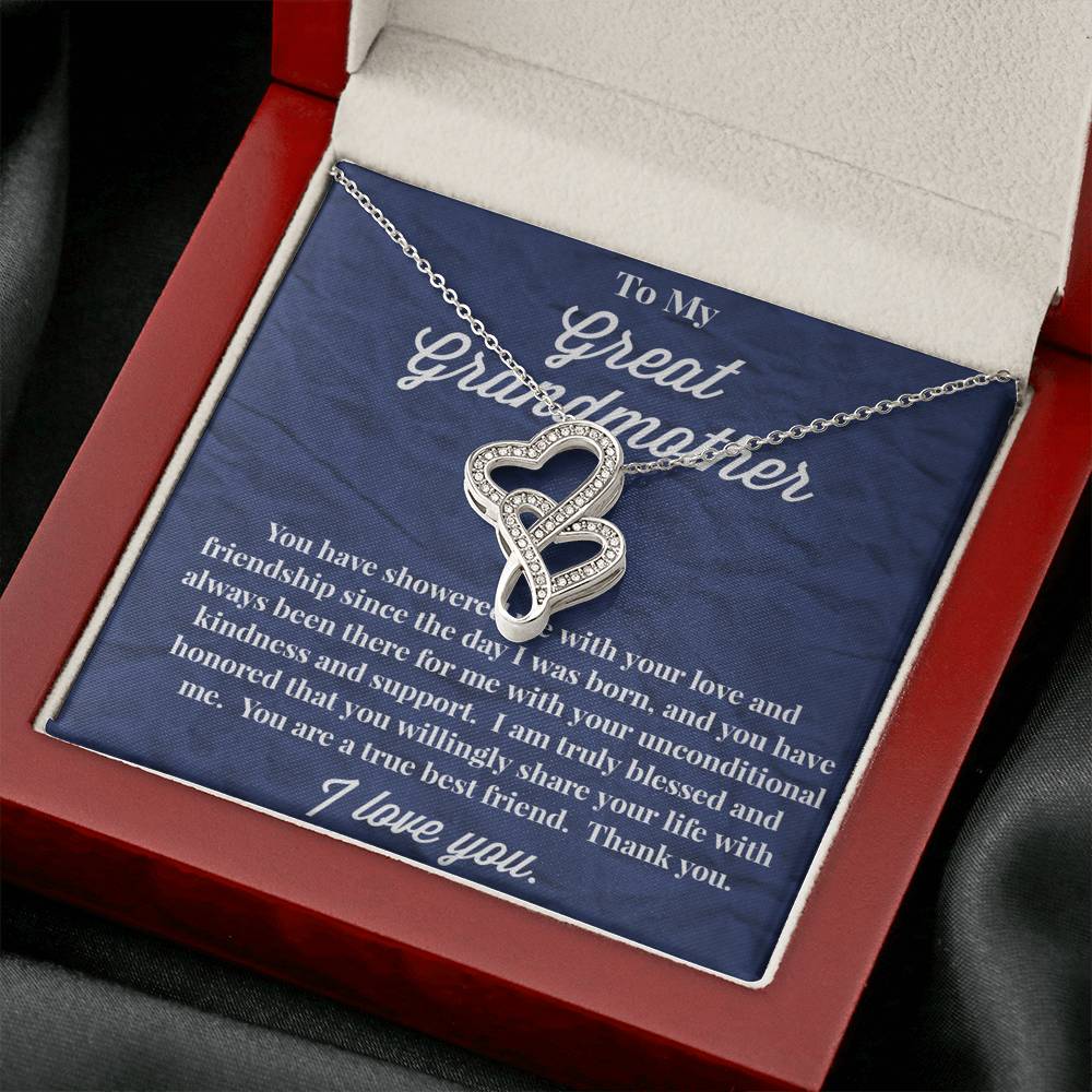 To My Great Grandmother Double Hearts Necklace - Jewelry for Grandmother - Gift for Grandmother