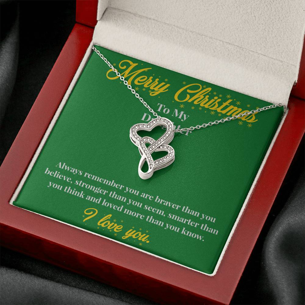 Merry Christmas to My Daughter - Double Hearts Necklace - Christmas Gift for Daughter - Necklace for Daughter