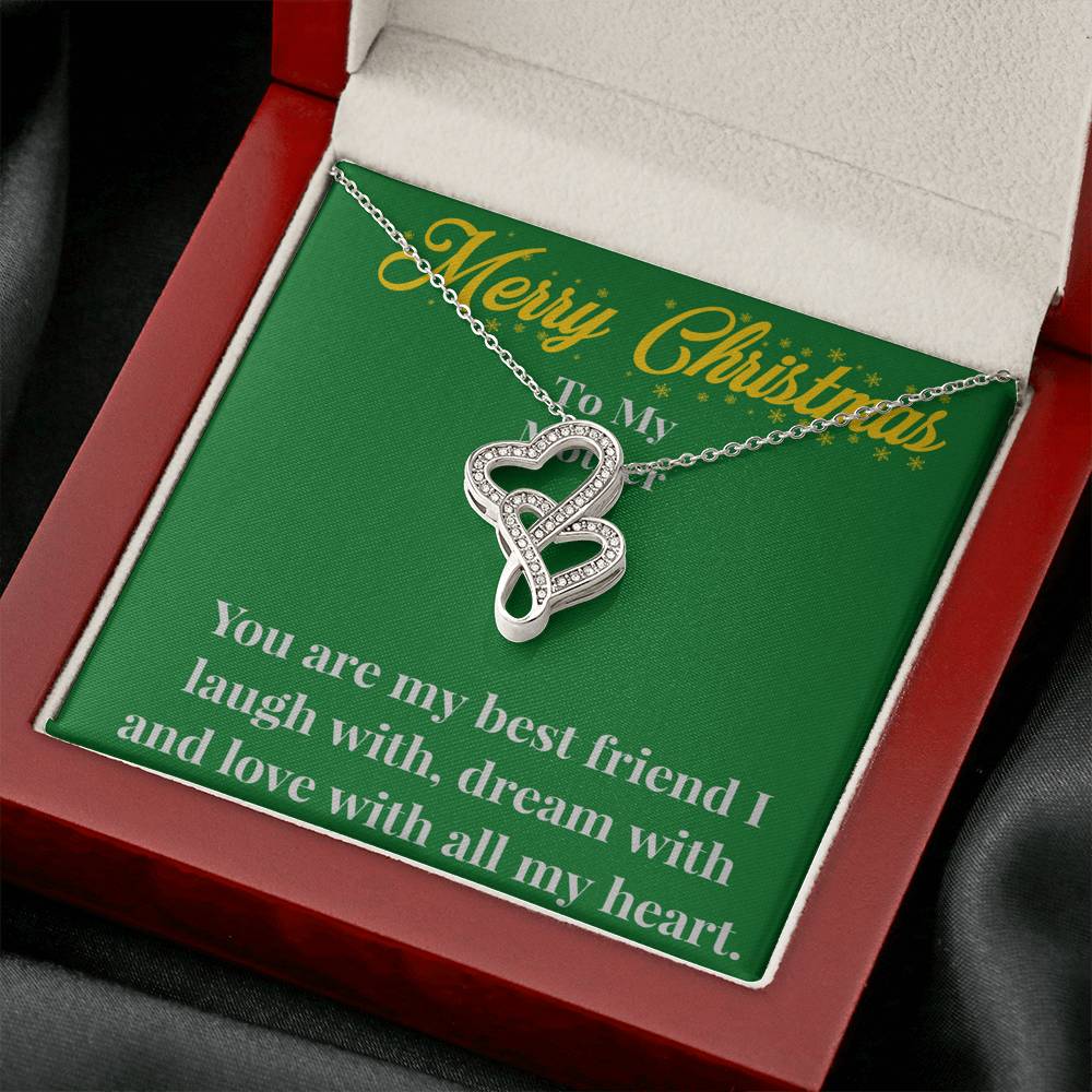Merry Christmas To My Mother Double Heart Necklace - Gift for Mom - Necklace for Mom