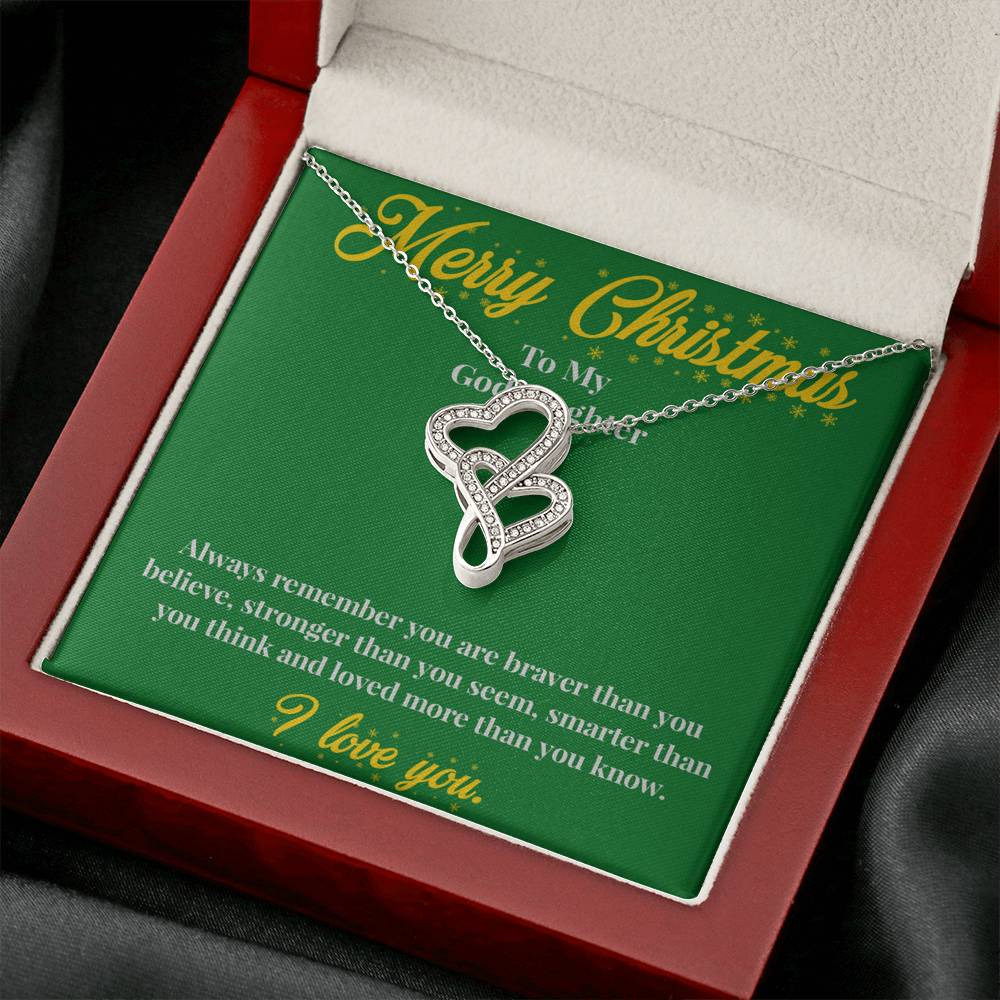 Merry Christmas To My Goddaughter - Double Hearts Necklace - Christmas Gift for Goddaughter - Necklace for Goddaughter