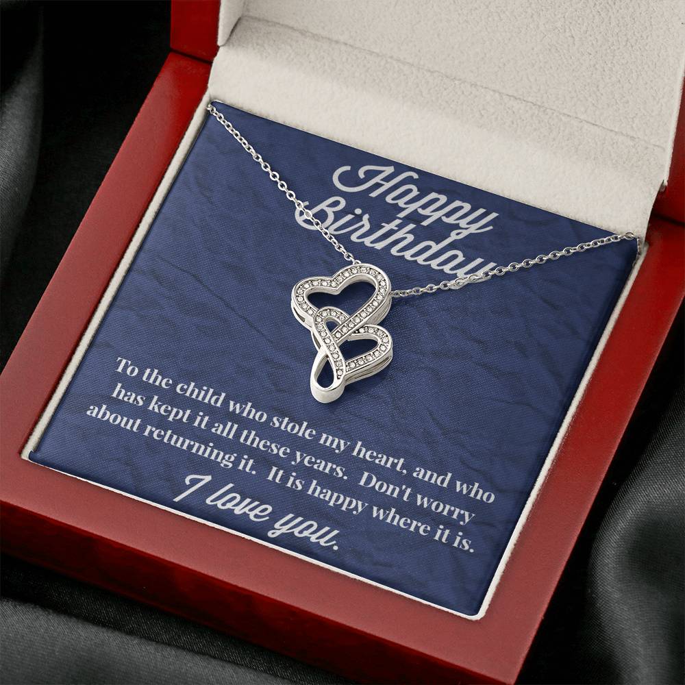 Happy Birthday Double Hearts Necklace