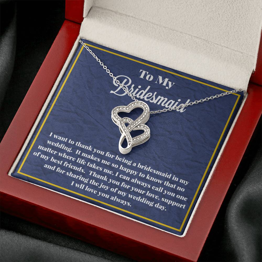 To My Bridesmaid Double Hearts Necklace
