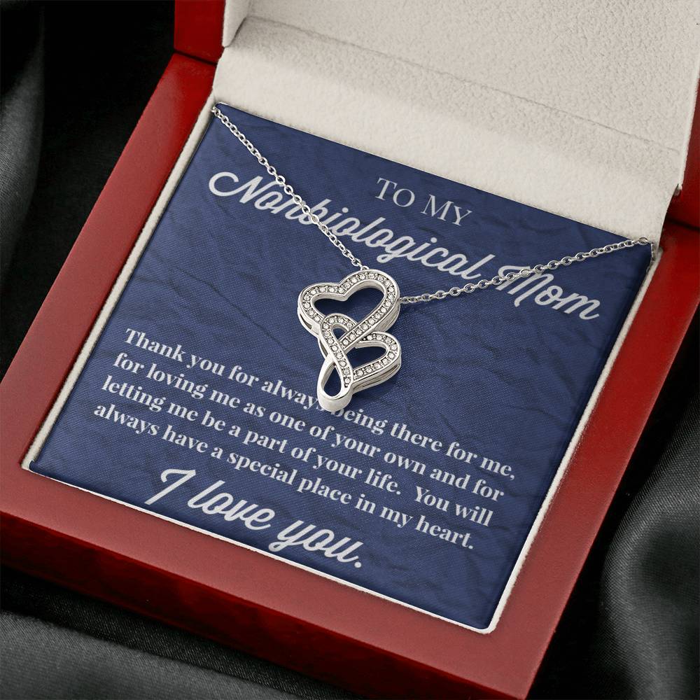 To My Nonbiological Mom Double Hearts Necklace, Bonus Mom Necklace, Stepmom Necklace, Bonus Mom Jewelry
