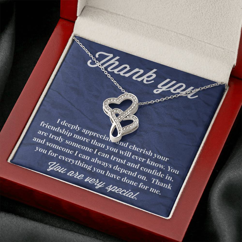 Thank You Double Hearts Necklace - Thank You Gift - Necklace for Friend