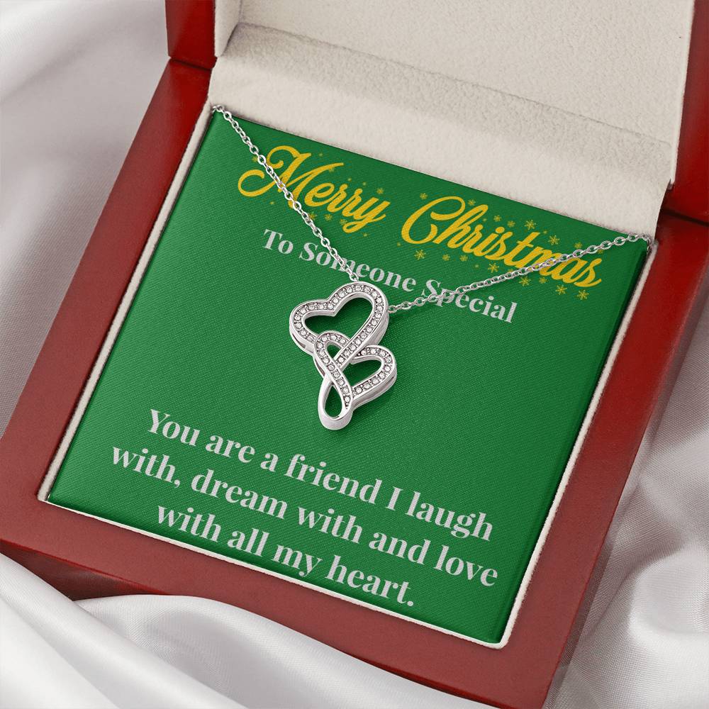 Merry Christmas To My Friend Double Heart Necklace - Gift for Friend - Necklace for A Friend