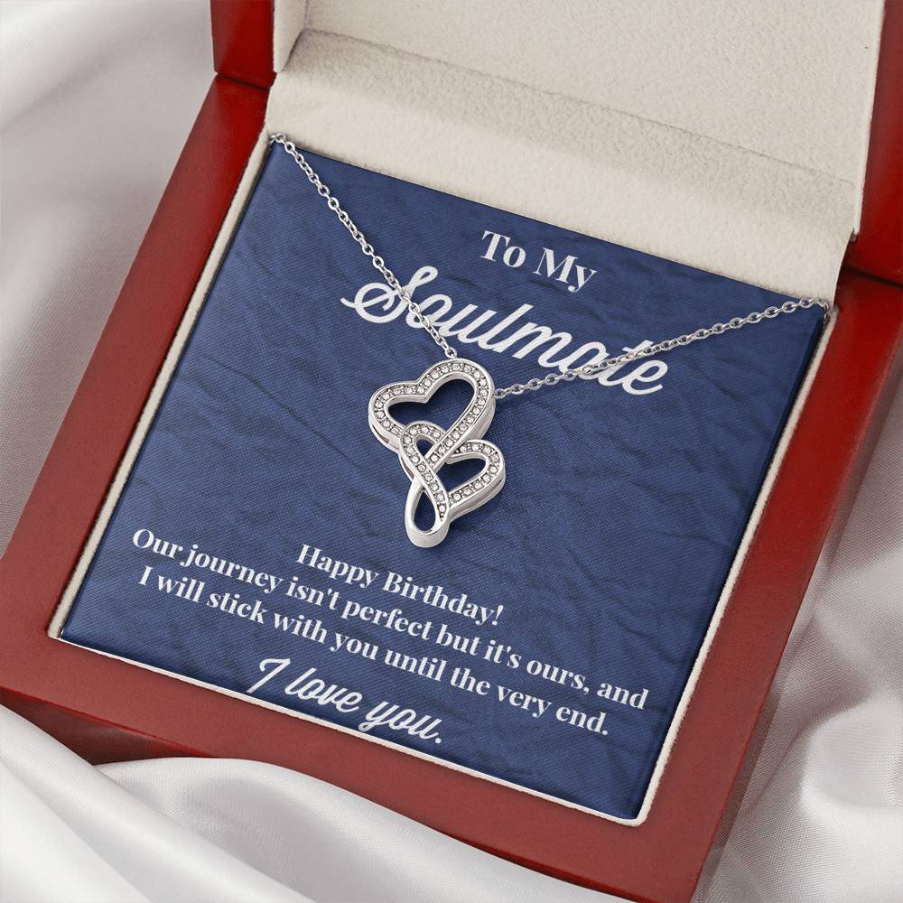 Happy Birthday To My Soulmate Double Hearts Necklace - Jewelry for Wife - Necklace for Wife