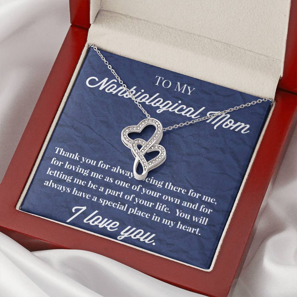 To My Nonbiological Mom Double Hearts Necklace, Bonus Mom Necklace, Stepmom Necklace, Bonus Mom Jewelry