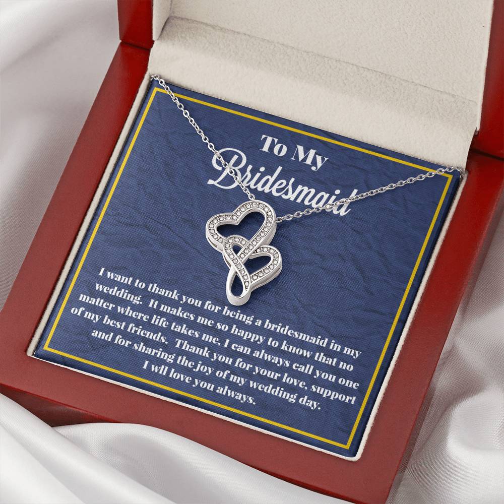 To My Bridesmaid Double Hearts Necklace