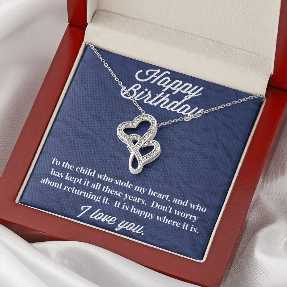 Happy Birthday Double Hearts Necklace