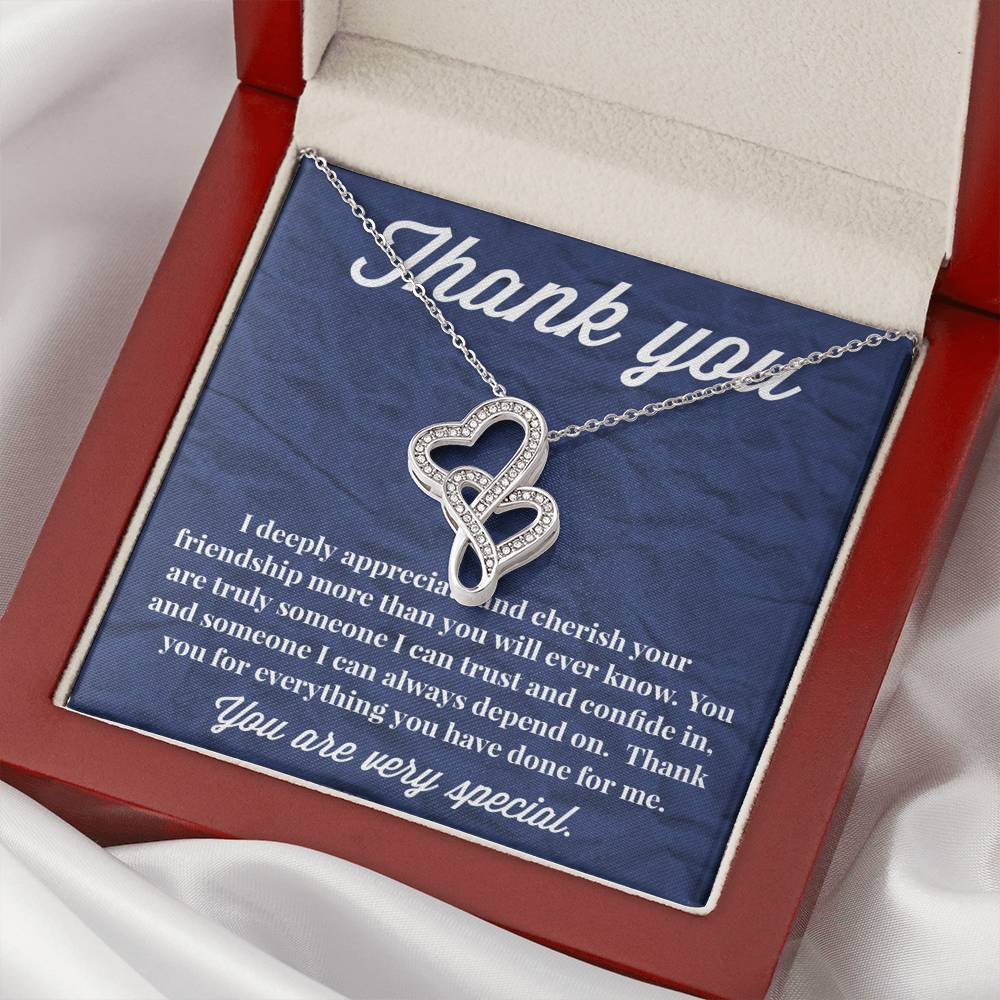 Thank You Double Hearts Necklace - Thank You Gift - Necklace for Friend