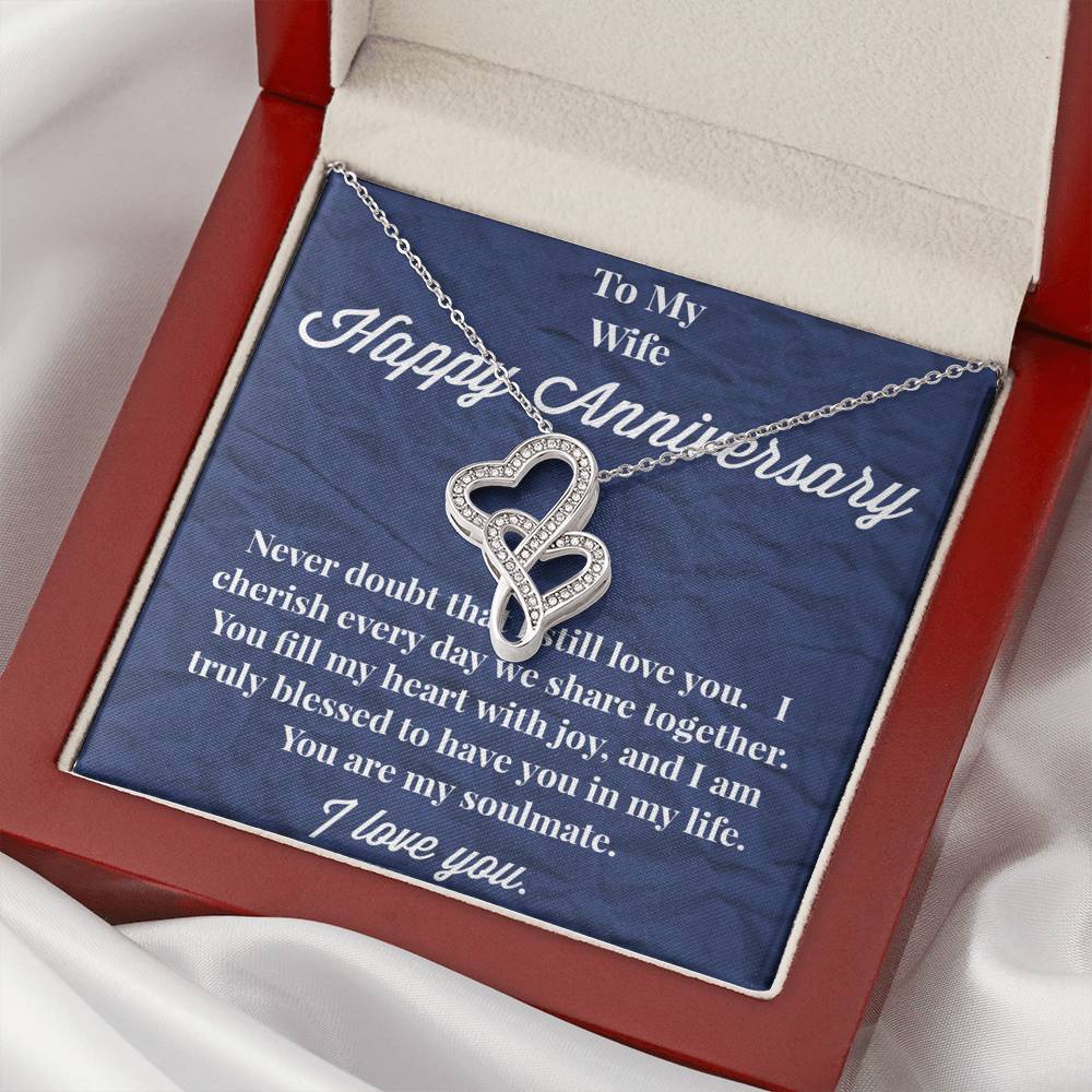 Happy Anniversary To My Wife Double Hearts Necklace - Wedding Anniversary Gift - Necklace for Wife