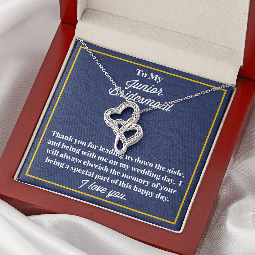 To My Junior Bridesmaid Double Hearts Necklace