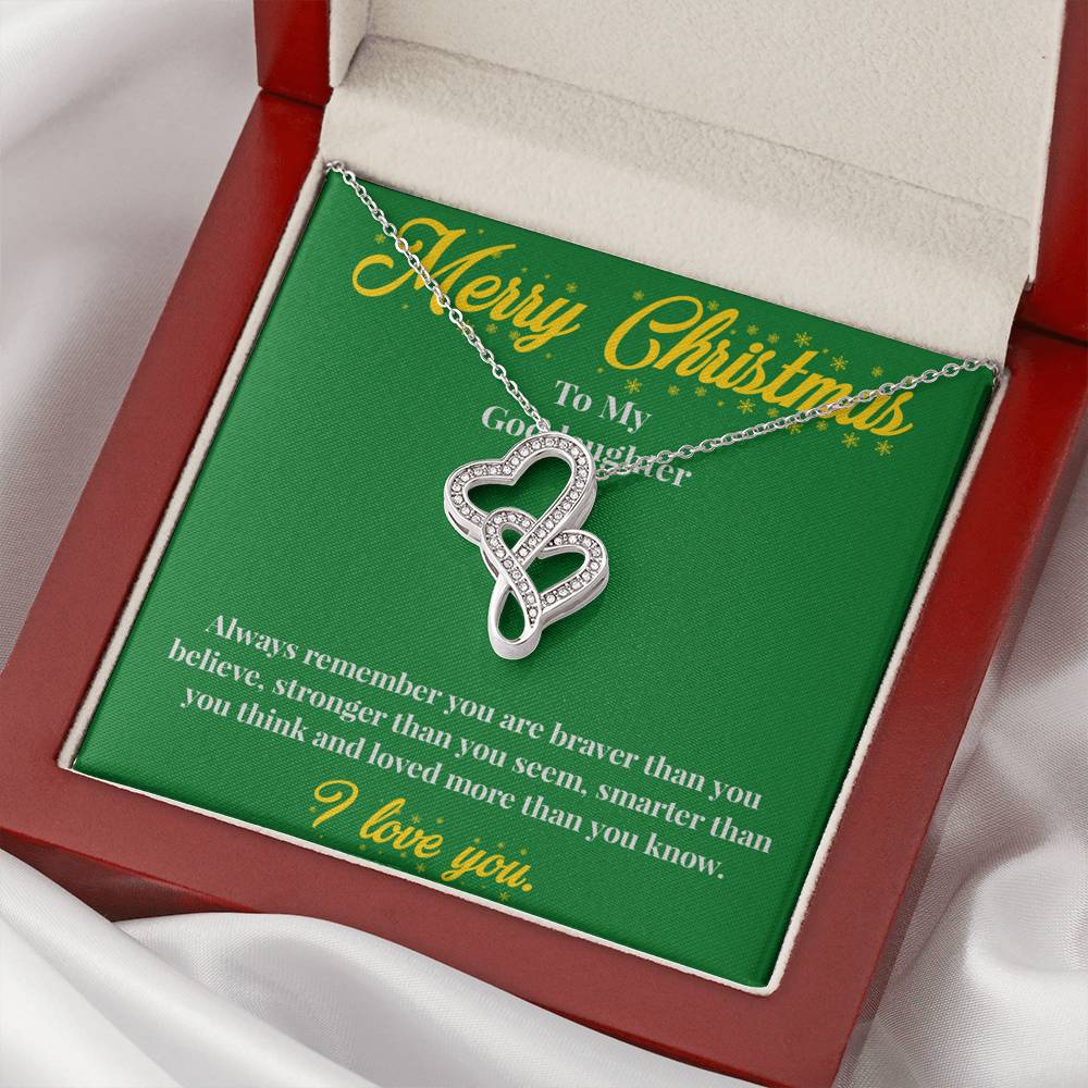 Merry Christmas To My Goddaughter - Double Hearts Necklace - Christmas Gift for Goddaughter - Necklace for Goddaughter