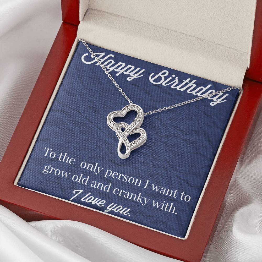 Happy Birthday Double Hearts Necklace