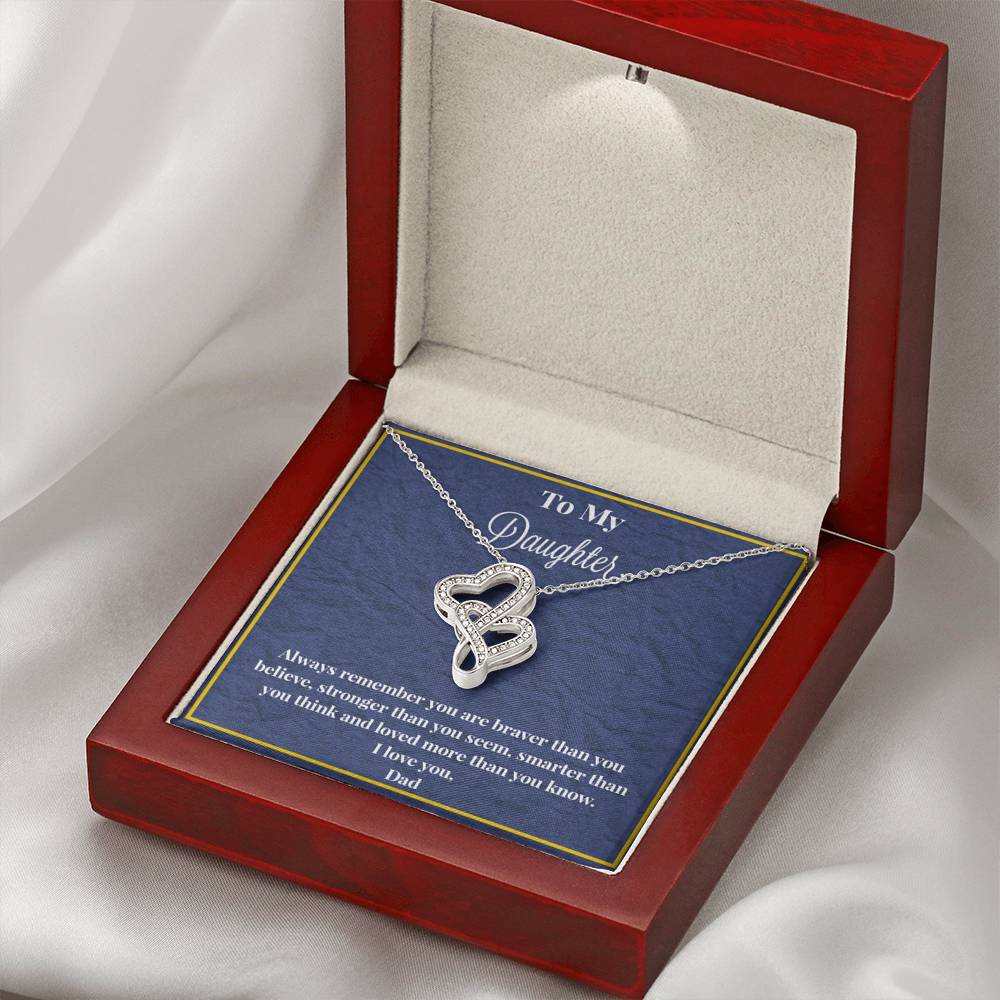 To My Daughter Always Remember Double Heart Necklace