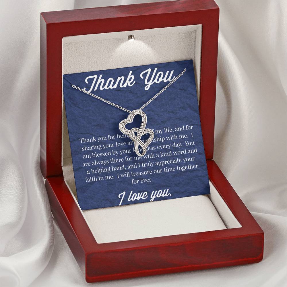 Thank you Double Hearts Necklace