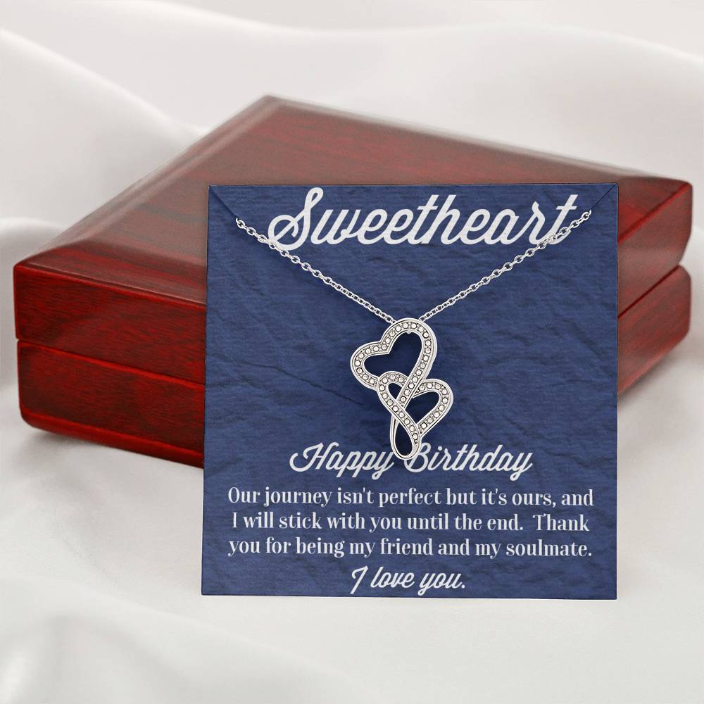 Happy Birthday Double Hearts Necklace