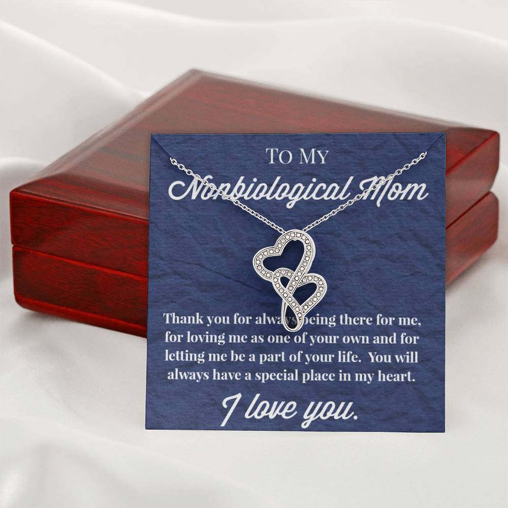 To My Nonbiological Mom Double Hearts Necklace, Bonus Mom Necklace, Stepmom Necklace, Bonus Mom Jewelry