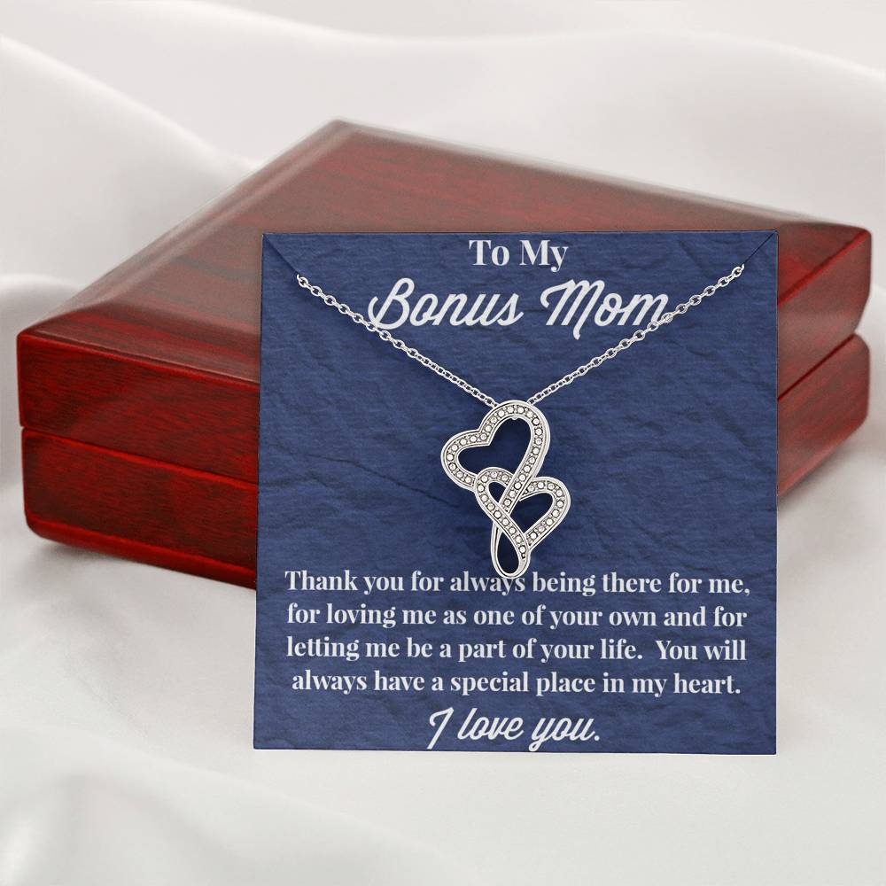 To My Bonus Mom Double Hearts Necklace
