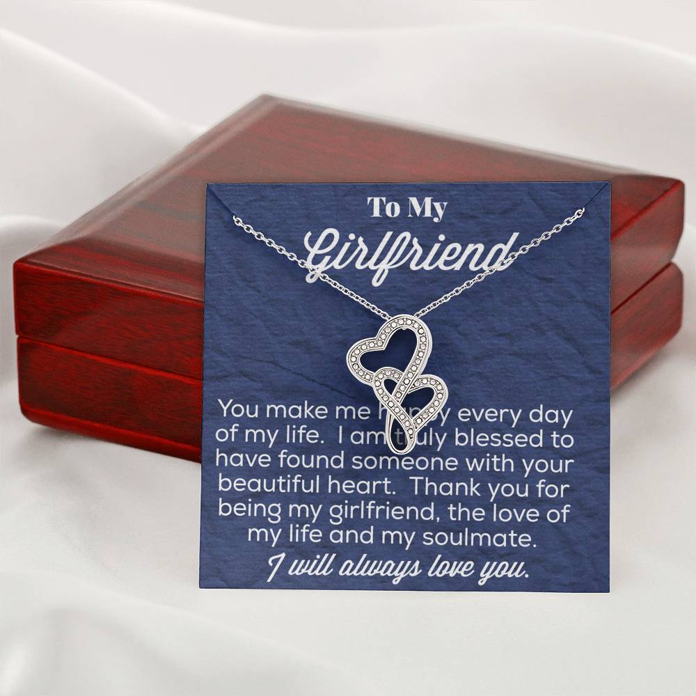 To My Girlfriend Double Heart Necklace