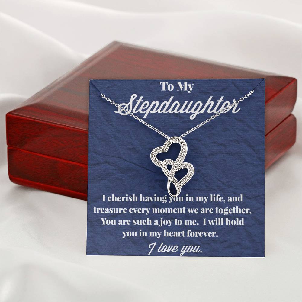 To My Stepdaughter Double Hearts Necklace