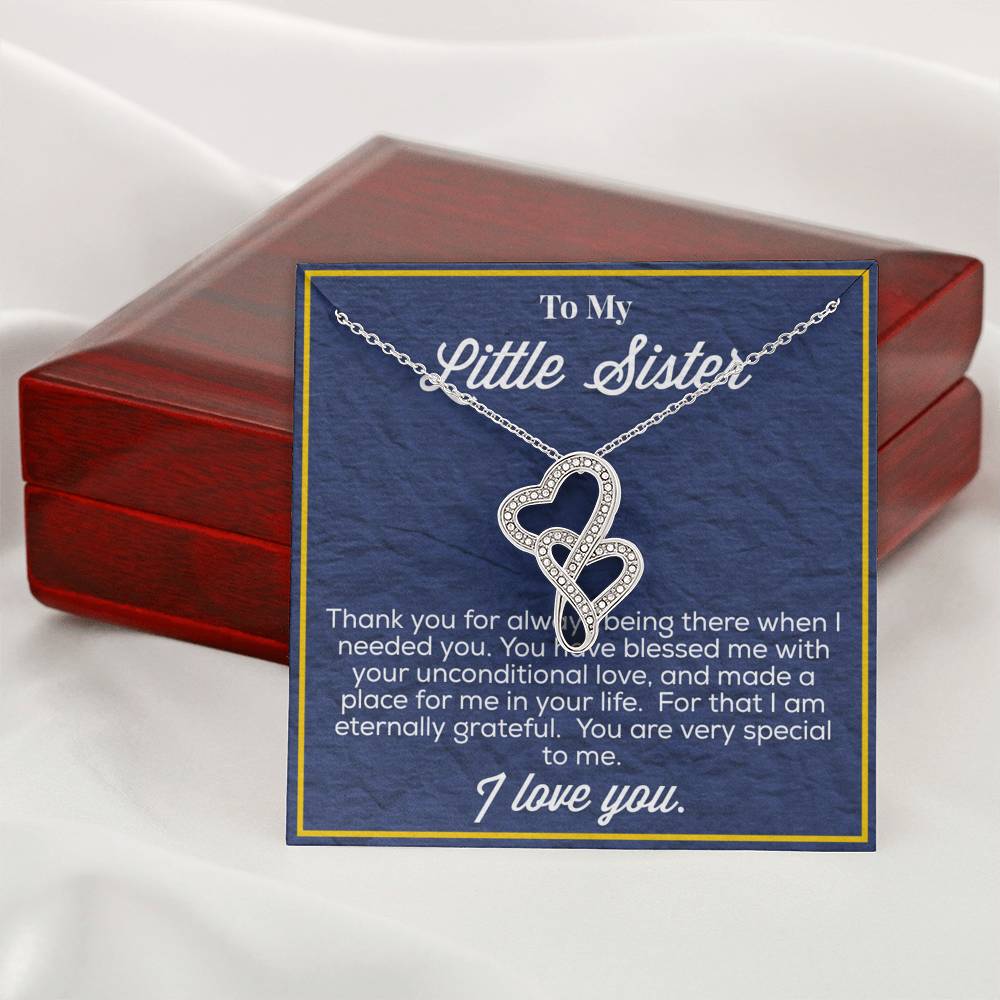 To My Little sister Double Hearts Necklace
