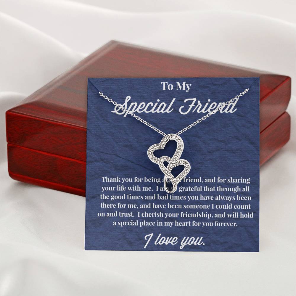 To My Special Friend Double Hearts Necklace, Gift for Best Friend, Necklace for Friend