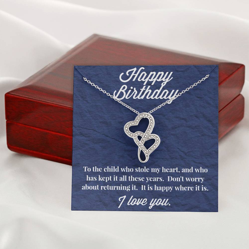 Happy Birthday Double Hearts Necklace