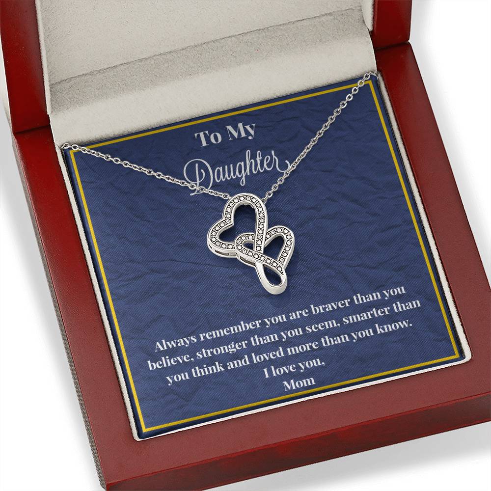 To My Daughter Always Remember Double Hearts Necklace