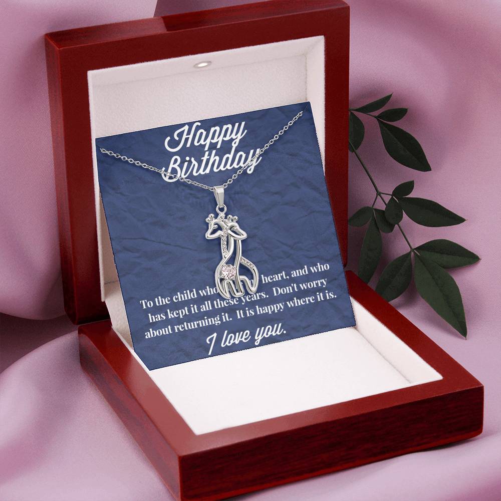 Happy Birthday Graceful Love Giraffe Necklace
