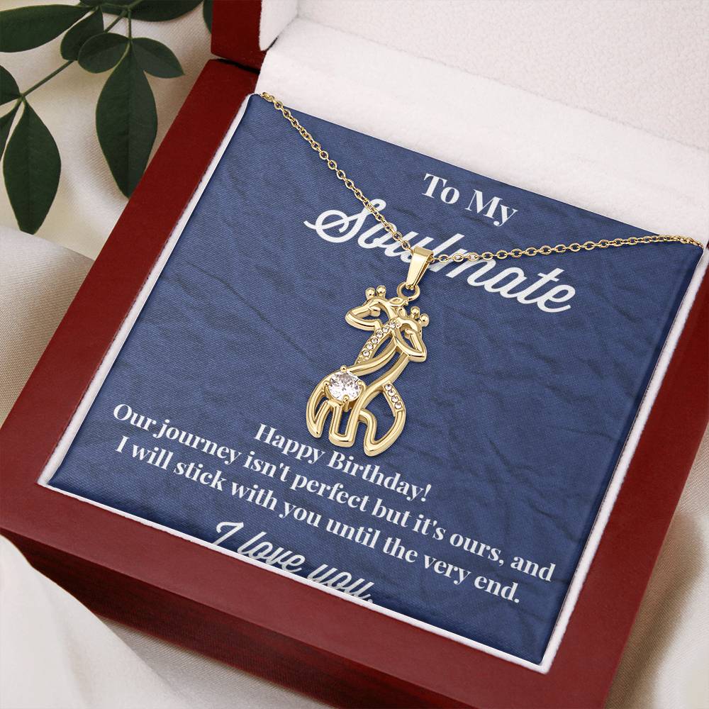 Happy Birthday To My Soulmate Graceful Love Giraffe Necklace - Jewelry for Wife - Necklace for Wife